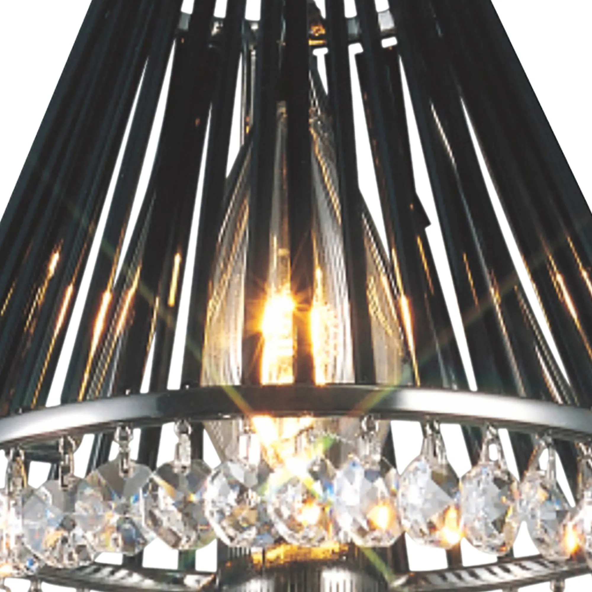 Crystal and Glass Rod Clip-On Shade Black Chrome IL30900  Diyas Crystal Shades